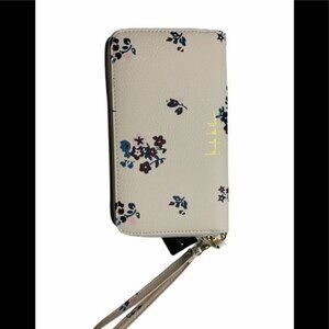 Nicole Miller Zipper Floral Cream Wallet